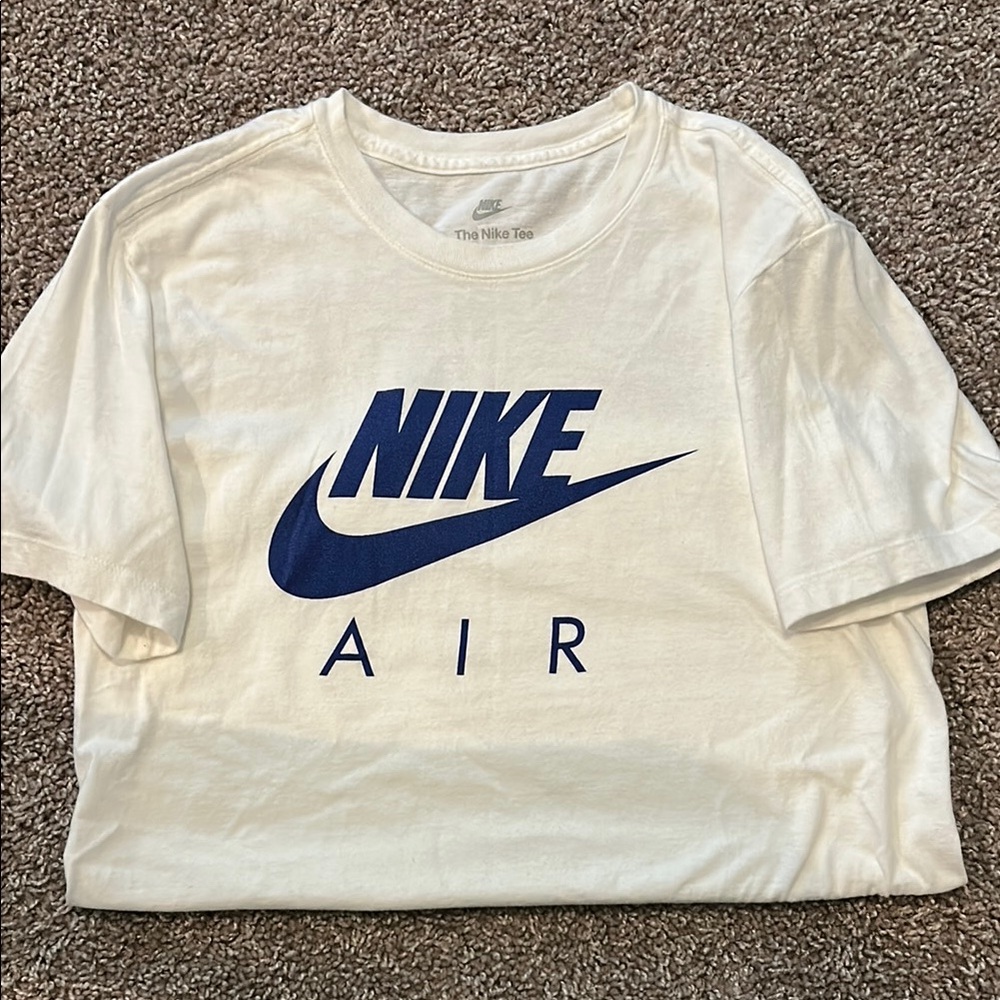 Nike White and Blue Short Sleeve Tee